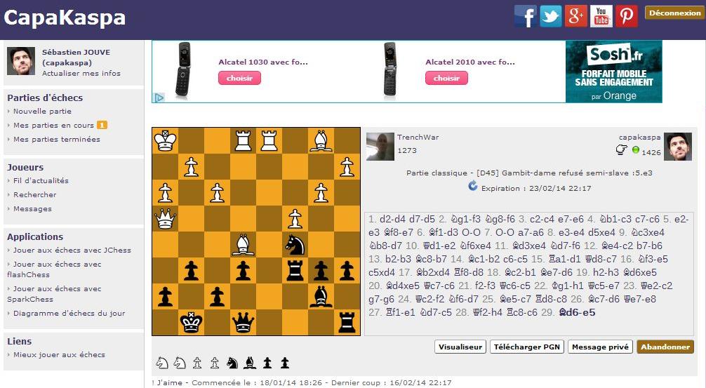 Jouer aux échecs en ligne en différé sur Capakaspa