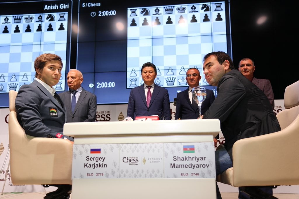 Shamkir Chess 2016 Ronde 1 Sergey Karjakin et Shakhriyar Mamedyarov