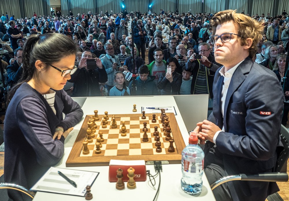 Grenke Chess Classic 2017 Ronde 3 Hou Yifan et Magnus Carlsen