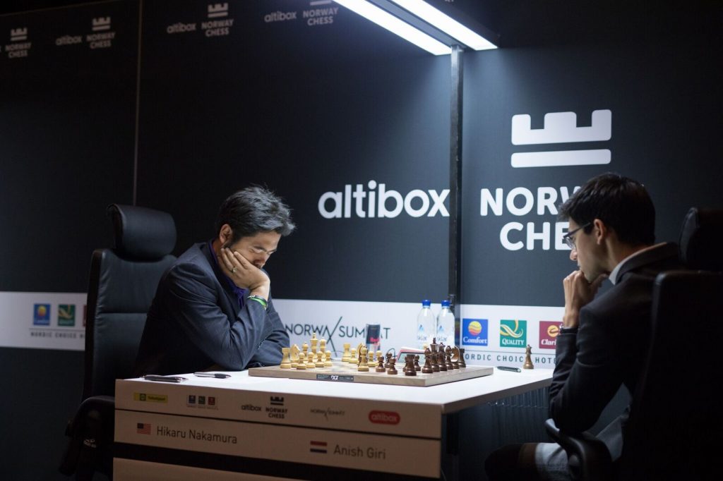 Norway Chess 2017 ronde 1 Hikaru Nakamura et Anish Giri