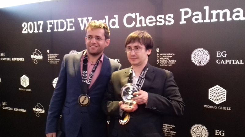 Grand Prix FIDE 2017 Palma de Majorque Remise de Prix Aronian Jakovenko