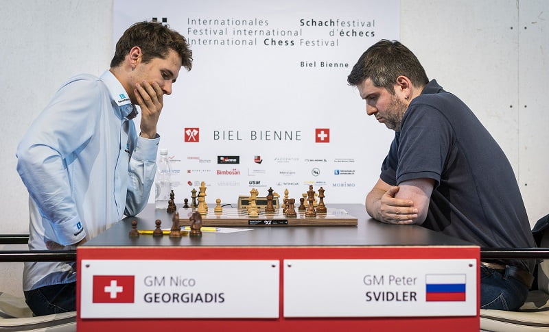 Tournoi Grands-Maîtres au Festival des échecs à Bienne 2018 ronde 7 Georgiadis-Svidler