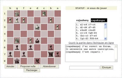 Jouer aux échecs en ligne sur un échiquier - CapaKaspa