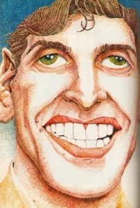 Caricature échecs Bobby Fischer sourire
