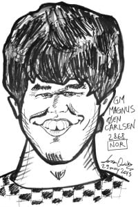 Caricature échecs Magnus Carlsen Rock star