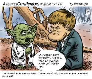 Caricature échecs Magnus Carlsen Yoda