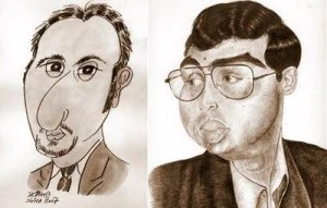 Caricature échecs Veselin Topalov Viswanathan Anand