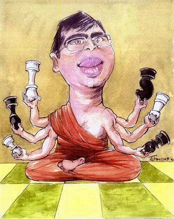 Caricature échecs Viswanathan Anand