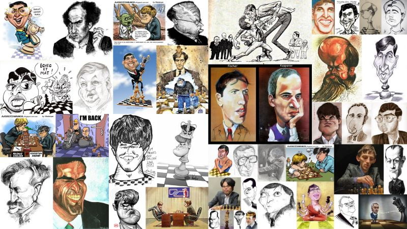 Caricatures jeu échecs joueurs