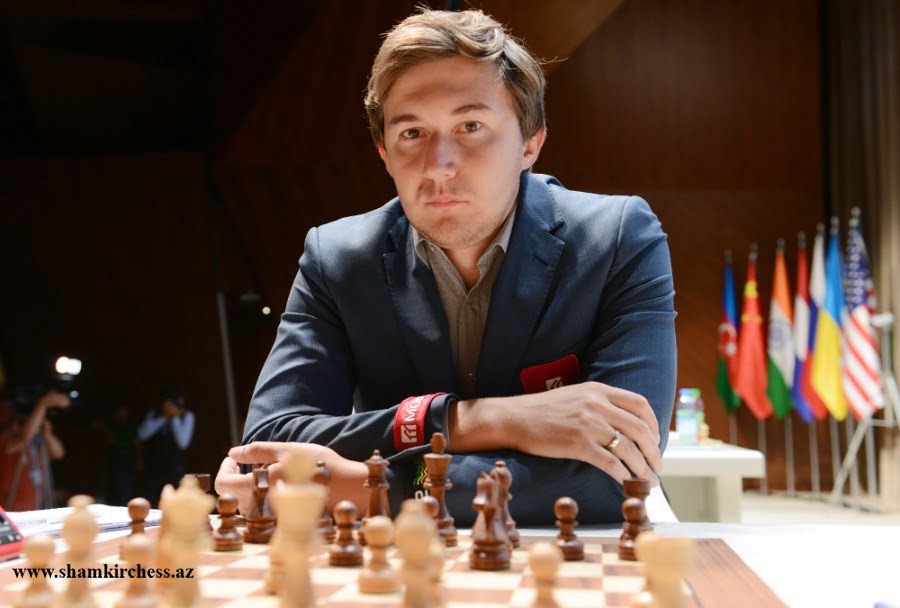 Shamkir Chess 2016 Ronde 6 Sergey Karjakin pensif