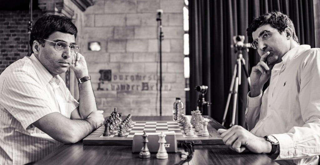 Viswanathan Anand et Vladimir Kramnik Your Next Move Grand Chess Tour à Louvain
