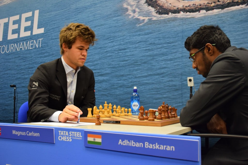 Tata Steel Chess Masters 2017 ronde 11 Magnus Carlsen Baskaran Adhiban