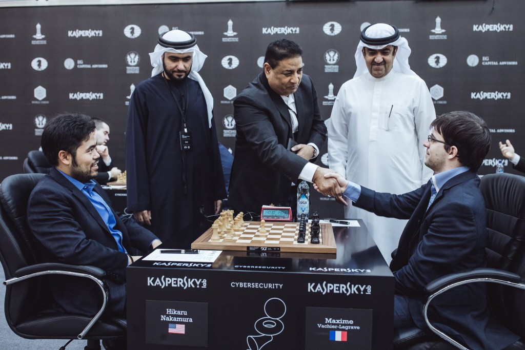 Grand Prix FIDE 2017 Sharjah ronde 4 Maxime Vachier-Lagrave contre Hikaru Nakamura