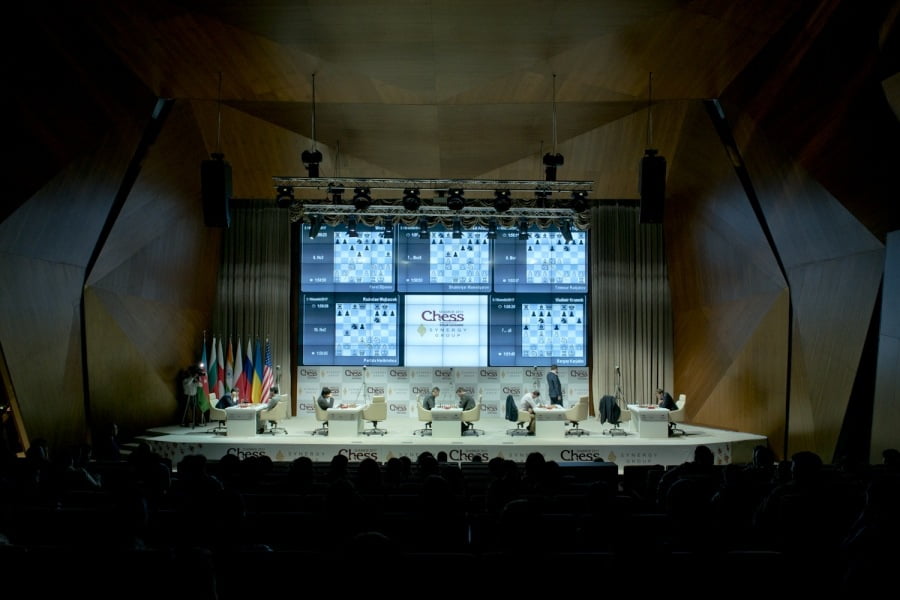 Shamkir Chess 2017 ronde 7 Vue salle et parties