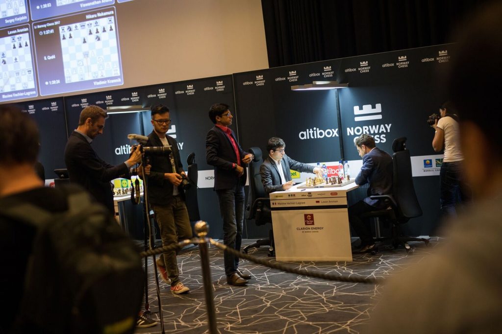 Norway Chess 2017 ronde 5 Maxime Vachier-Lagrave et Levon Aronian