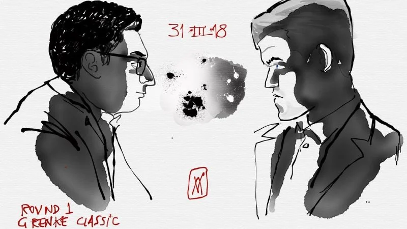 Grenke Chess Classic 2018 ronde 1 Caruana-Carlsen