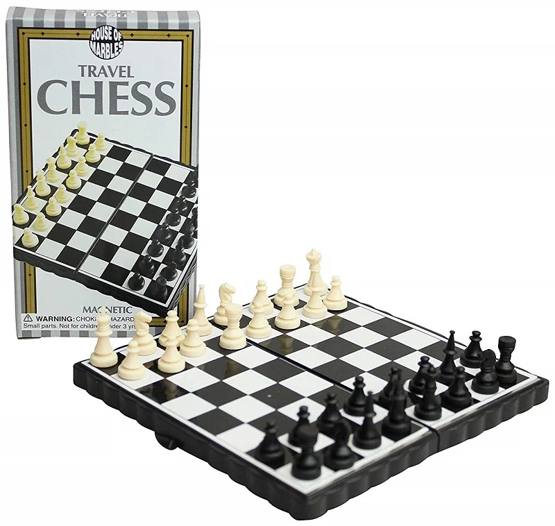 Jeu d'échecs échiquier de voyage miniature magnétique House of Marbles