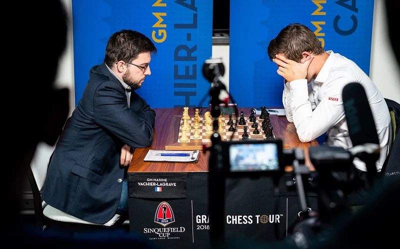 Sinquefield Cup 2018 ronde 1 Vachier-Lagrave Carlsen