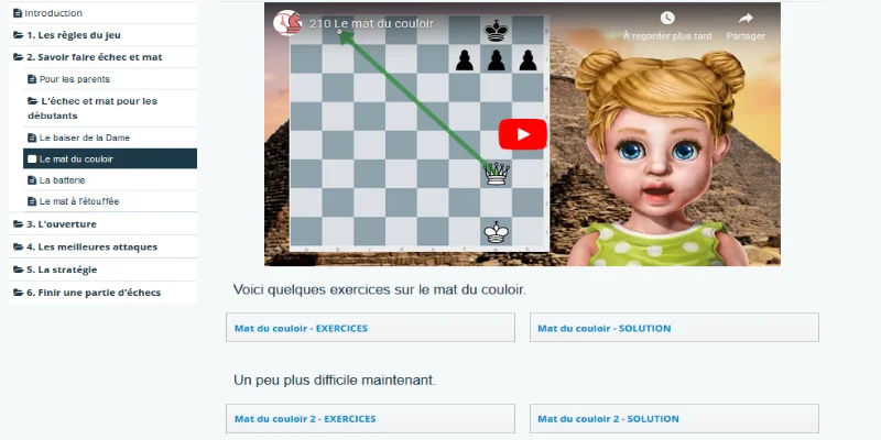 Formation aux échecs pour les enfants en vidéos