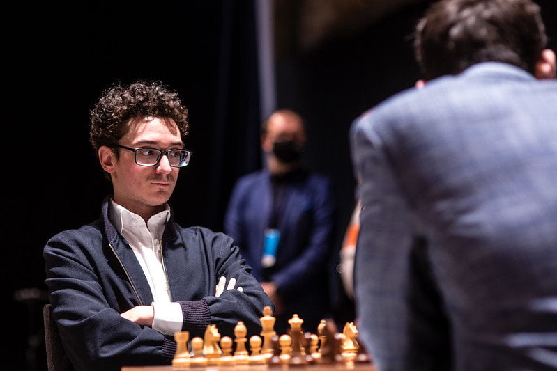 Fabiano Caruana lors de la ronde 11 du FIDE Grand Swiss 2021