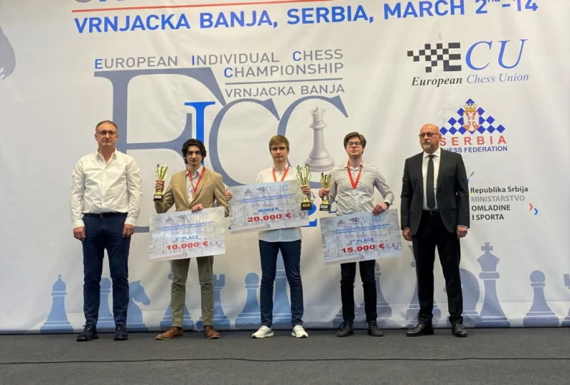 Podium du Championnat d'Europe d'échecs individuel 2023