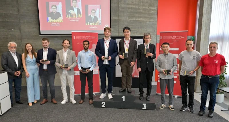 Podium Triathlon des GMs Festival d'échecs Bienne 2023
