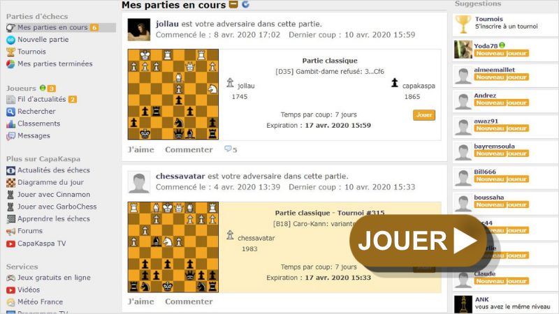 Zone de jeu en différé CapaKaspa