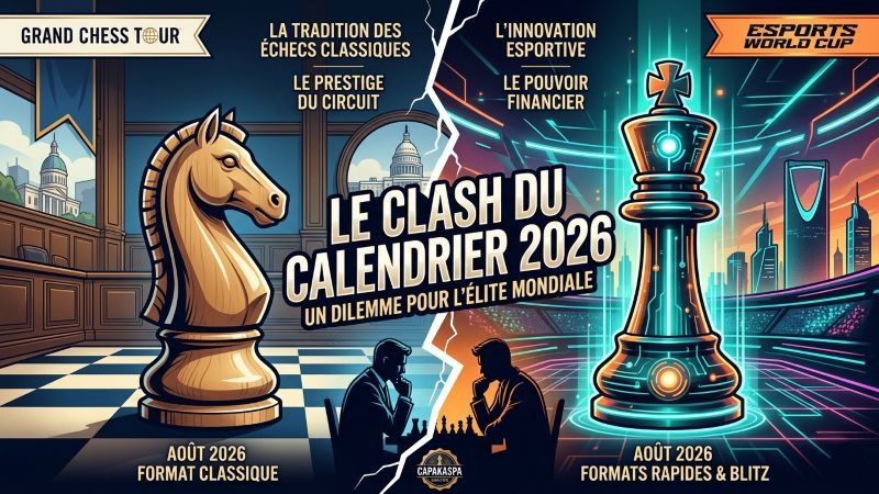Clash calendrier des échecs 2026 EWC vs Grand Chess Tour